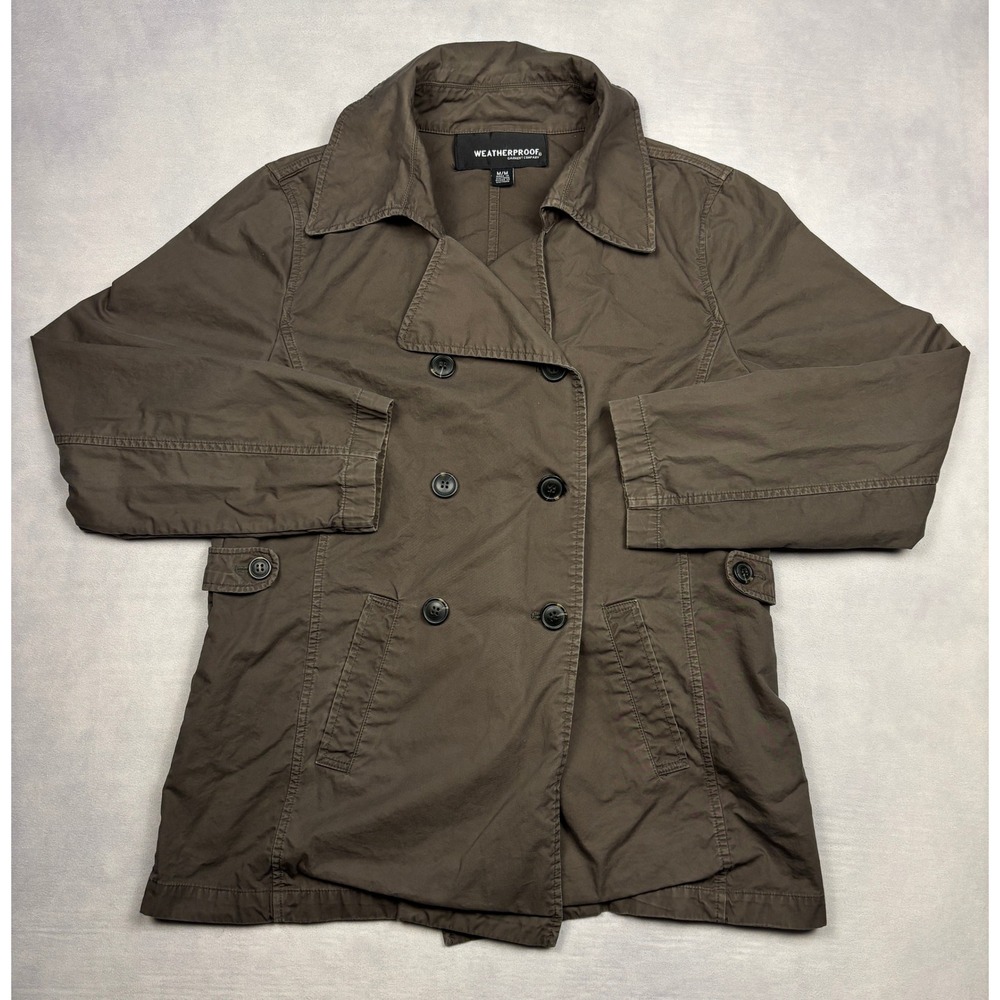 Weatherproof Garment Company Mens M Brown Cotton Double Breasted Pea Coat Jacket